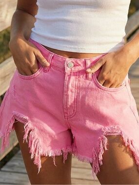 Urban Outfitters BDG Hot Pink Distressed High “Waisted A-Line” Shorts EUC